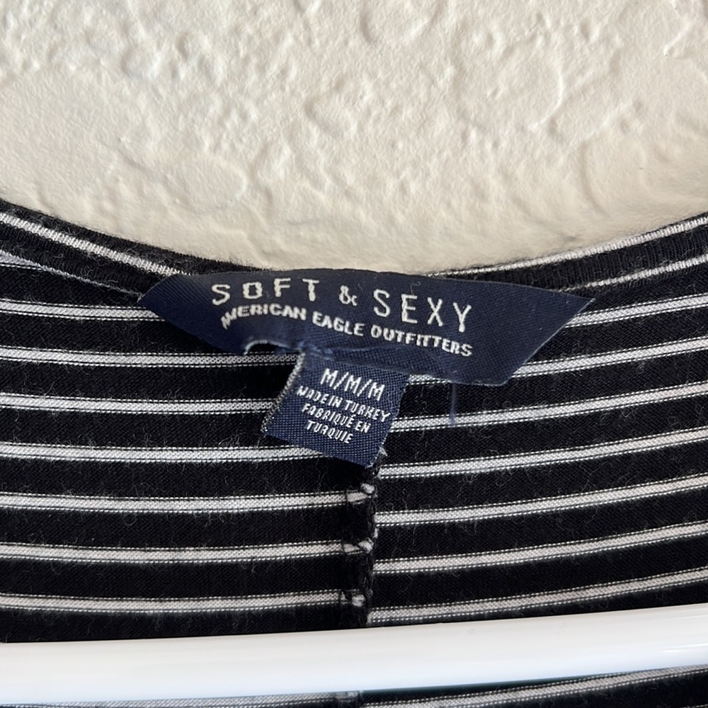 American Eagle Soft and Sexy Black and White Striped Knit Dress - Picture 3 of 3